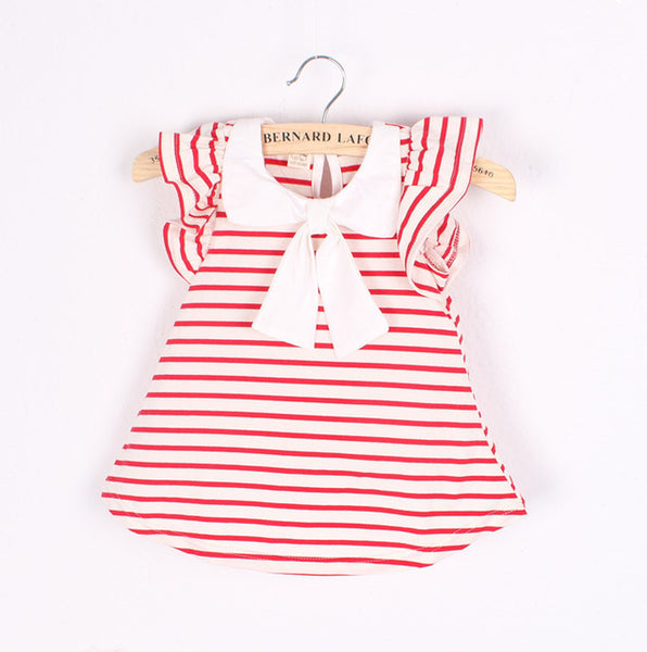 Baby Girl Dress Red White Line Clothes