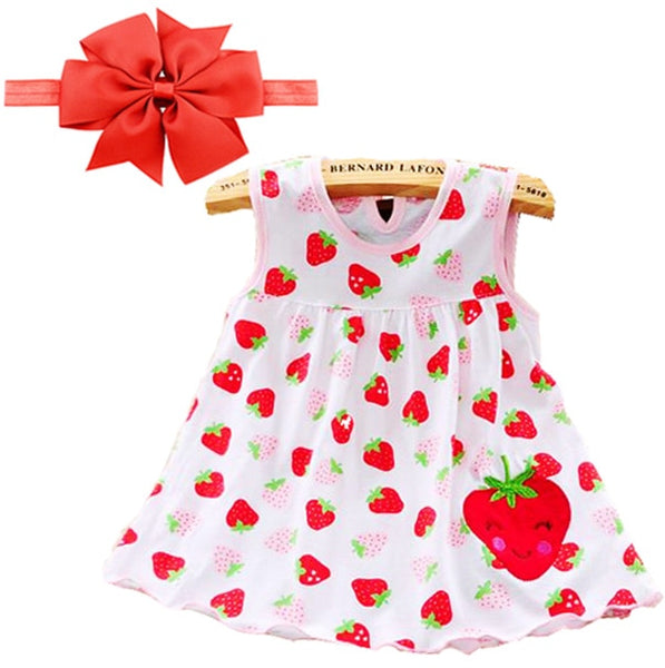 Baby Girl Dress Red White Line Clothes